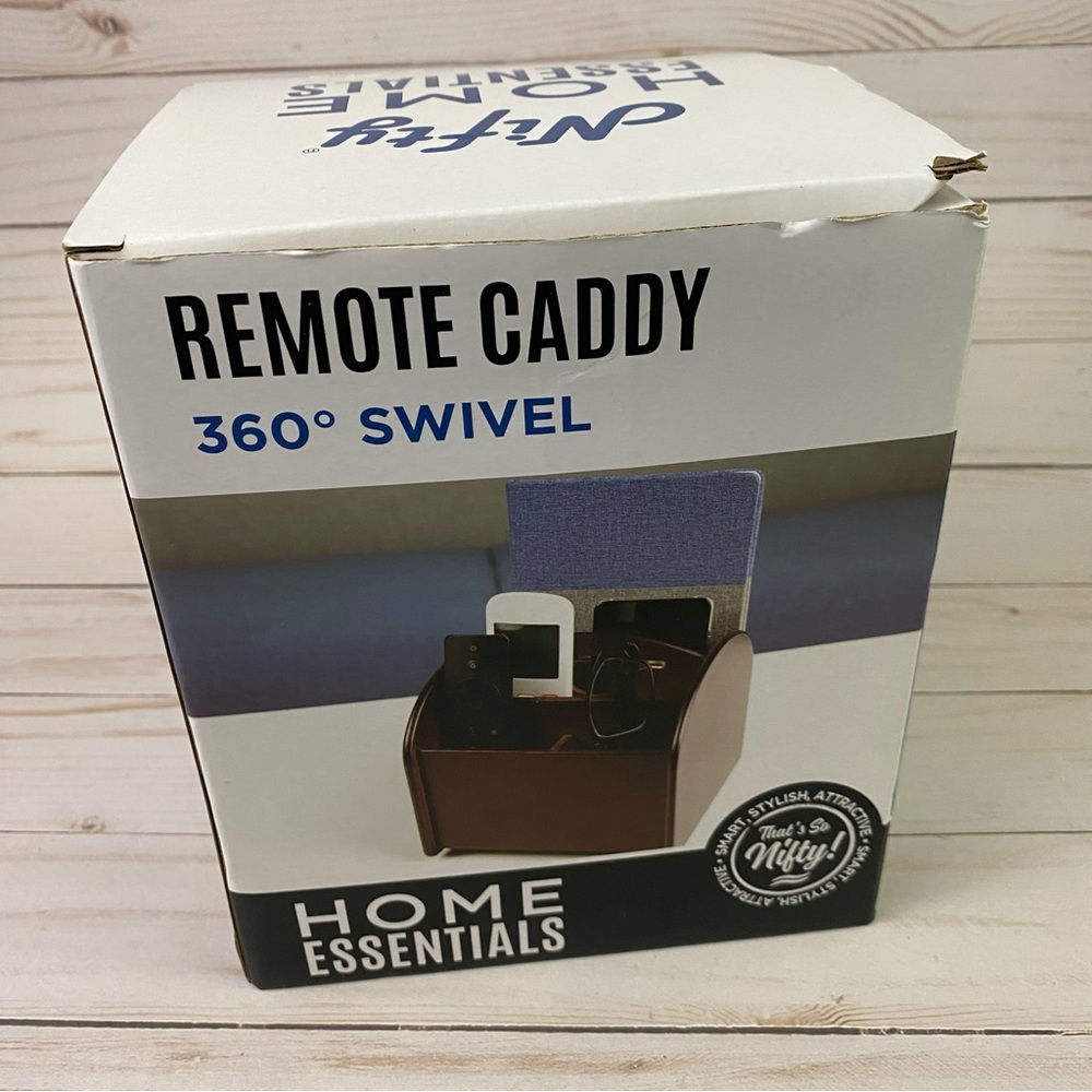 Home Essentials Tabletop Remote Caddy 360 Degree Swivel Rose Wood - Picture 4 of 6